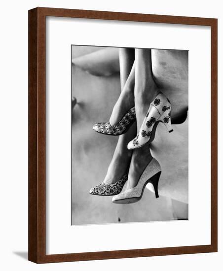 Models Displaying Printed Leather Shoes-Gordon Parks-Framed Premium Photographic Print