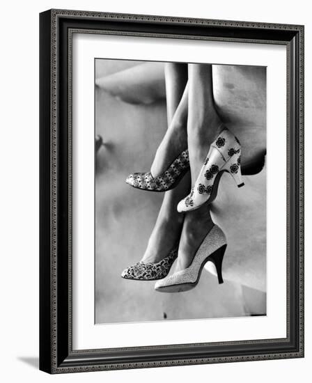 Models Displaying Printed Leather Shoes-Gordon Parks-Framed Premium Photographic Print