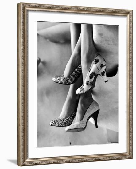 Models Displaying Printed Leather Shoes-Gordon Parks-Framed Premium Photographic Print