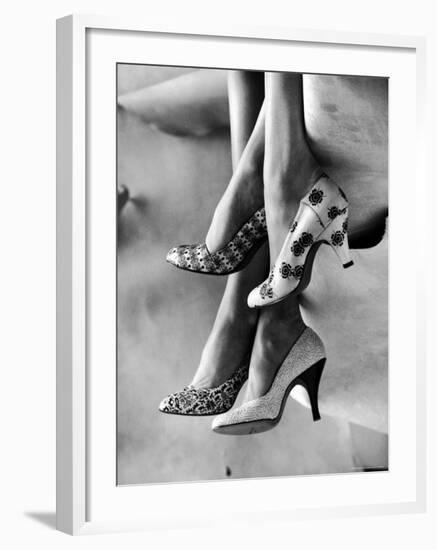 Models Displaying Printed Leather Shoes-Gordon Parks-Framed Premium Photographic Print