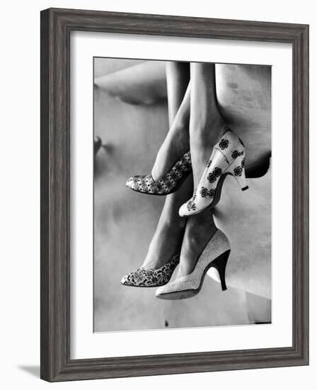 Models Displaying Printed Leather Shoes-Gordon Parks-Framed Photographic Print