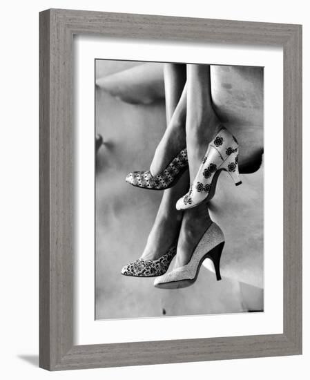 Models Displaying Printed Leather Shoes-Gordon Parks-Framed Photographic Print