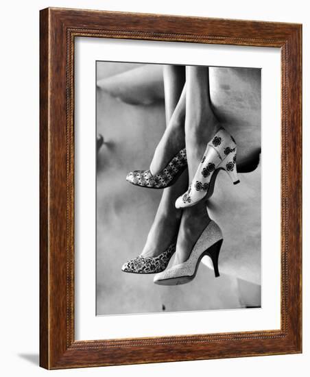 Models Displaying Printed Leather Shoes-Gordon Parks-Framed Photographic Print