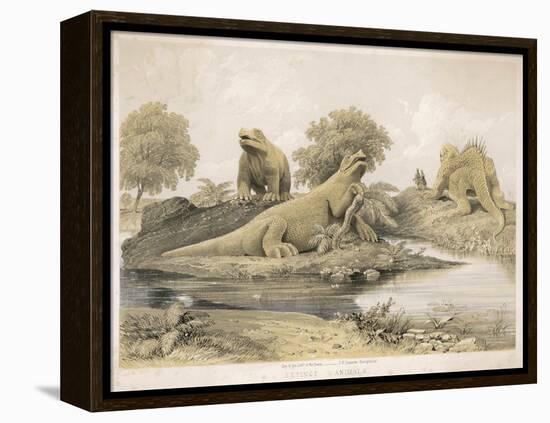 Models of Dinosaurs and Other Species at the Crystal Palace Sydenham-null-Framed Stretched Canvas
