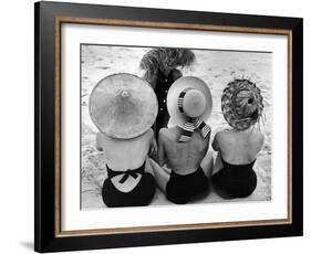 Models on Beach Wearing Different Designs of Straw Hats-Nina Leen-Framed Photographic Print