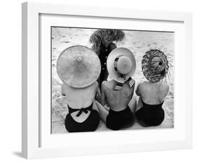 Models on Beach Wearing Different Designs of Straw Hats-Nina Leen-Framed Photographic Print