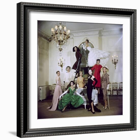 Models Posing in New Christian Dior Collection-Loomis Dean-Framed Premium Photographic Print