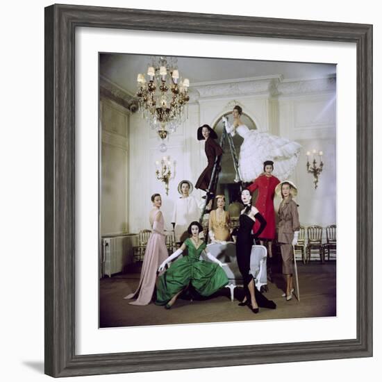 Models Posing in New Christian Dior Collection-Loomis Dean-Framed Photographic Print