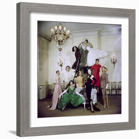 Models Posing in New Christian Dior Collection-Loomis Dean-Framed Photographic Print