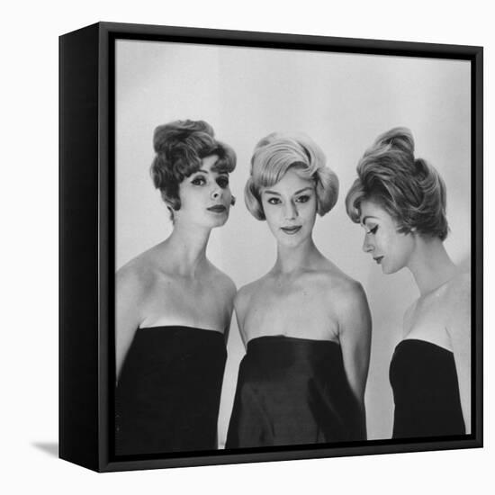 Models Posing in Wigs-Nina Leen-Framed Premier Image Canvas