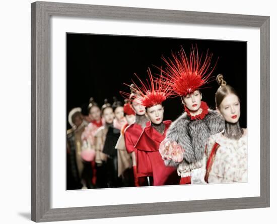 Models Present Creations by Japanese Fashion Designer Toshikazu Iwaya for Fashion House Iwaya-null-Framed Photographic Print