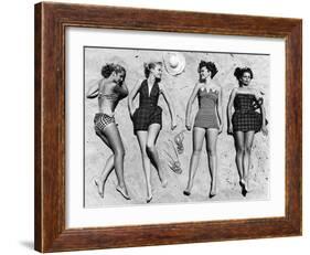 Models Sunbathing, Wearing Latest Beach Fashions-Nina Leen-Framed Photographic Print