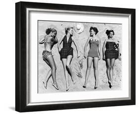 Models Sunbathing, Wearing Latest Beach Fashions-Nina Leen-Framed Photographic Print