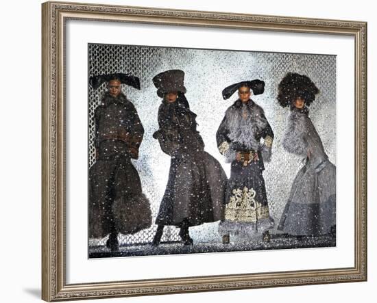 Models Wear Creations by British Fashion Designer John Galliano-null-Framed Photographic Print