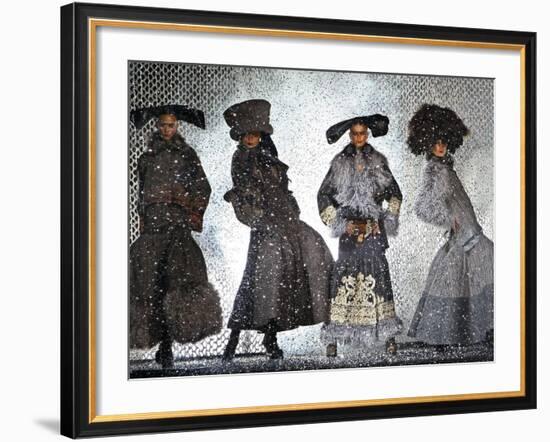 Models Wear Creations by British Fashion Designer John Galliano-null-Framed Photographic Print