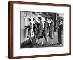 Models Wearing Checked Outfits, Newest Fashion For Sports Wear, at Roosevelt Raceway-Nina Leen-Framed Photographic Print