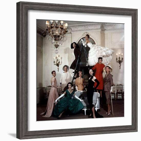 Models Wearing Latest Dress Designs from Christian Dior-Loomis Dean-Framed Photographic Print