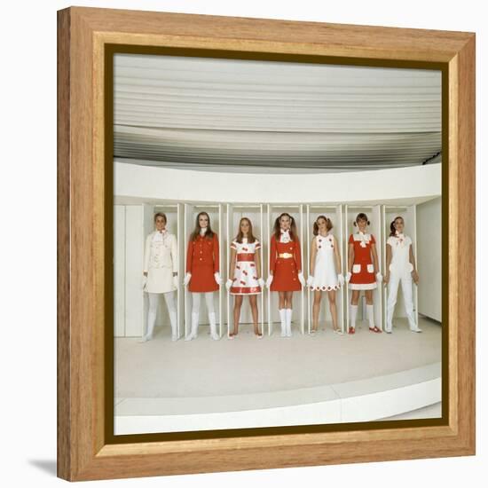 Models Wearing Red and White Ready-To-Wear Fashions Designed by Andre Courreges, 1968-Bill Ray-Framed Premier Image Canvas