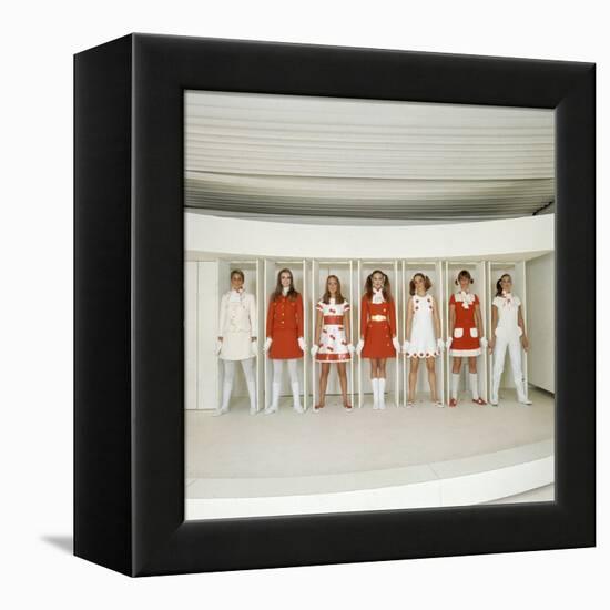 Models Wearing Red and White Ready-To-Wear Fashions Designed by Andre Courreges, 1968-Bill Ray-Framed Premier Image Canvas