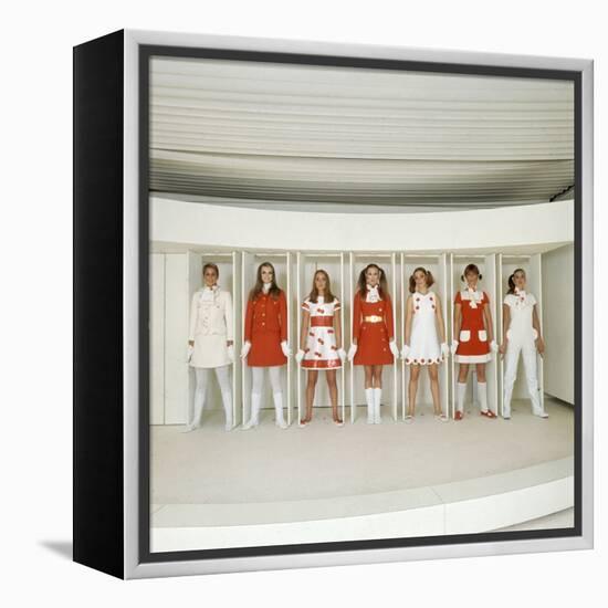 Models Wearing Red and White Ready-To-Wear Fashions Designed by Andre Courreges, 1968-Bill Ray-Framed Premier Image Canvas