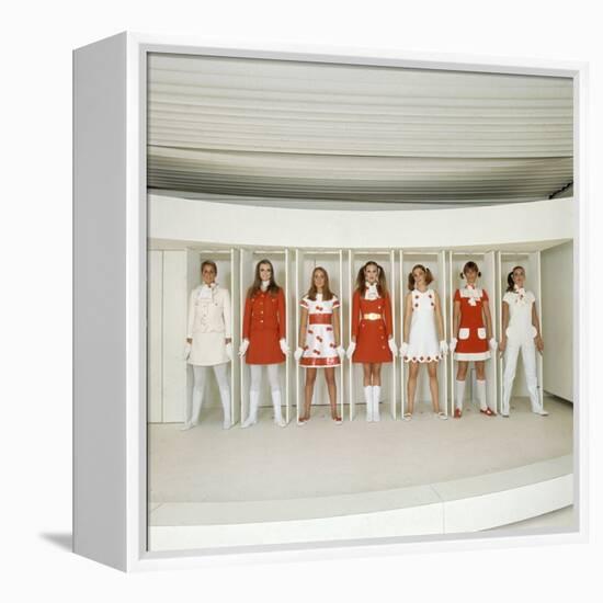 Models Wearing Red and White Ready-To-Wear Fashions Designed by Andre Courreges, 1968-Bill Ray-Framed Premier Image Canvas