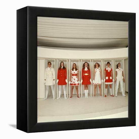 Models Wearing Red and White Ready to Wear Fashions Designed by Andre Courreges-Bill Ray-Framed Premier Image Canvas