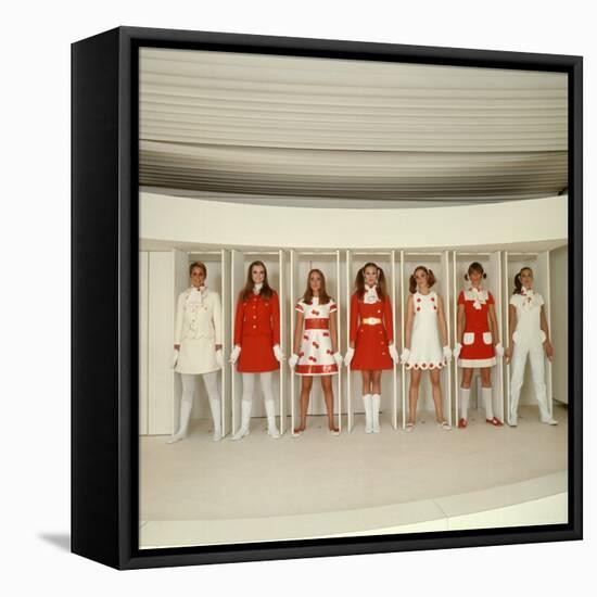 Models Wearing Red and White Ready to Wear Fashions Designed by Andre Courreges-Bill Ray-Framed Premier Image Canvas