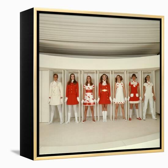 Models Wearing Red and White Ready to Wear Fashions Designed by Andre Courreges-Bill Ray-Framed Premier Image Canvas