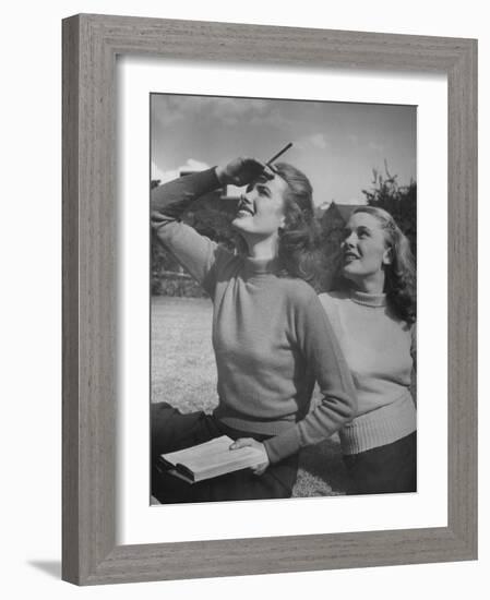 Models Wearing Wool Turtleneck Sweaters Representing the Latest College Fashions-Nina Leen-Framed Photographic Print