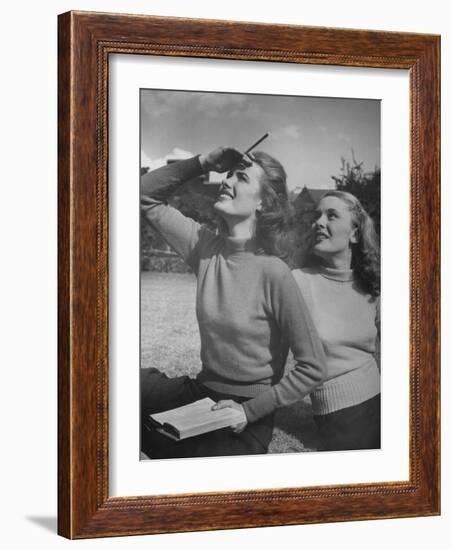 Models Wearing Wool Turtleneck Sweaters Representing the Latest College Fashions-Nina Leen-Framed Photographic Print