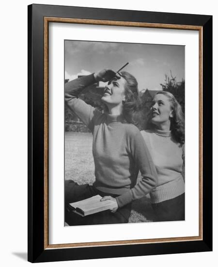 Models Wearing Wool Turtleneck Sweaters Representing the Latest College Fashions-Nina Leen-Framed Photographic Print