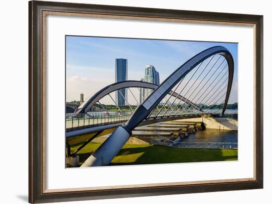 Modern Architecture Design of a Pedestrian Bridge in Putrajaya, Malaysia-mozakim-Framed Photographic Print