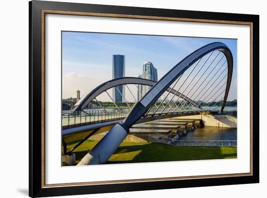 Modern Architecture Design of a Pedestrian Bridge in Putrajaya, Malaysia-mozakim-Framed Photographic Print