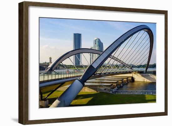 Modern Architecture Design of a Pedestrian Bridge in Putrajaya, Malaysia-mozakim-Framed Photographic Print