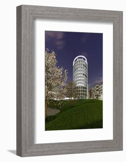 Modern Architecture, Office Building, Coffee Plaza Tower, at Night, Hafencity-Axel Schmies-Framed Photographic Print