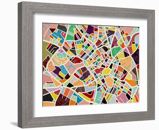 Modern Birmingham Map-Nikki Galapon-Framed Art Print