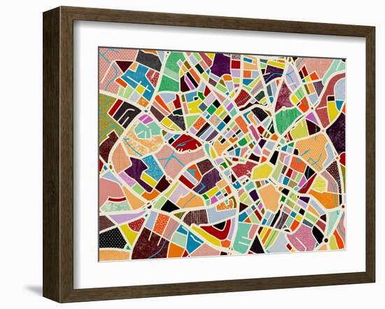 Modern Birmingham Map-Nikki Galapon-Framed Art Print