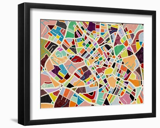 Modern Birmingham Map-Nikki Galapon-Framed Art Print