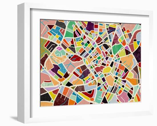 Modern Birmingham Map-Nikki Galapon-Framed Art Print