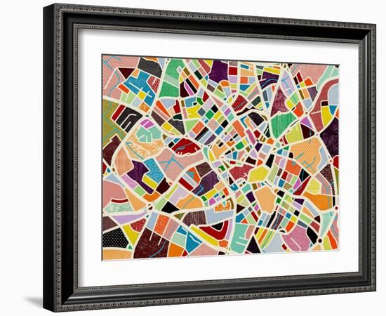 Modern Birmingham Map-Nikki Galapon-Framed Art Print