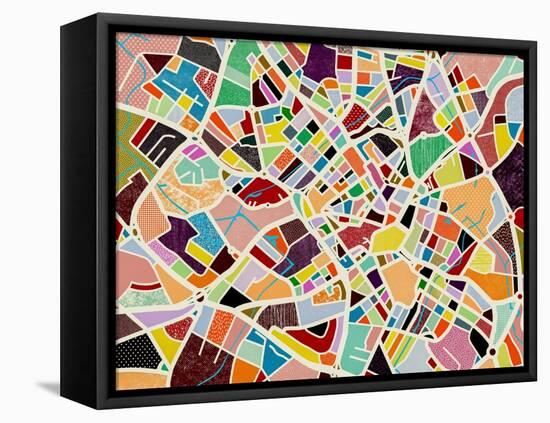 Modern Birmingham Map-Nikki Galapon-Framed Stretched Canvas