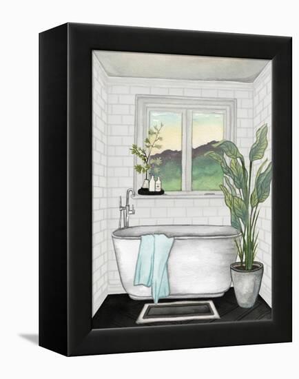 Modern Black and White Bath I-Elizabeth Medley-Framed Stretched Canvas