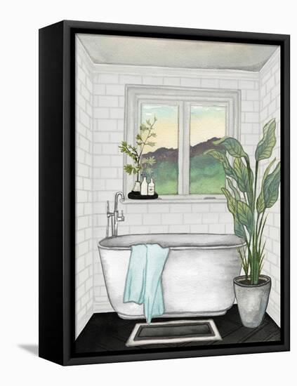 Modern Black and White Bath I-Elizabeth Medley-Framed Stretched Canvas