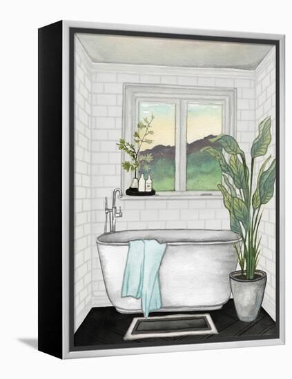 Modern Black and White Bath I-Elizabeth Medley-Framed Stretched Canvas