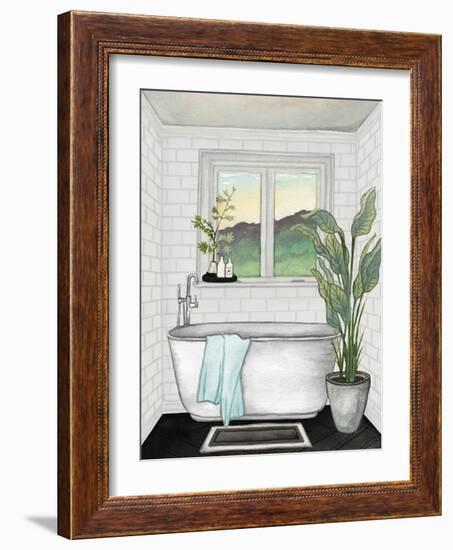 Modern Black and White Bath I-Elizabeth Medley-Framed Art Print