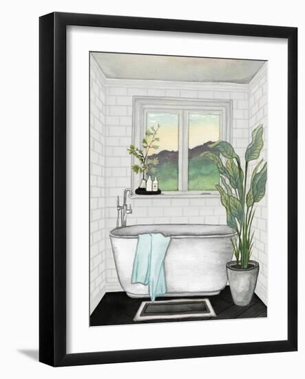 Modern Black and White Bath I-Elizabeth Medley-Framed Art Print