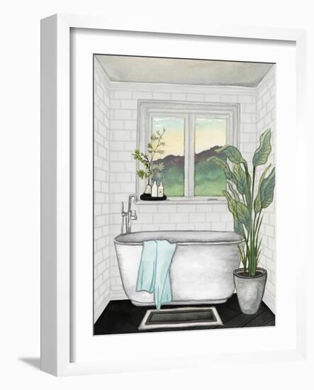 Modern Black and White Bath I-Elizabeth Medley-Framed Art Print