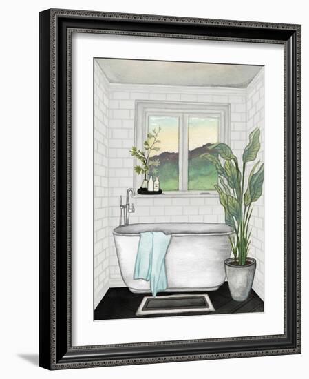 Modern Black and White Bath I-Elizabeth Medley-Framed Art Print