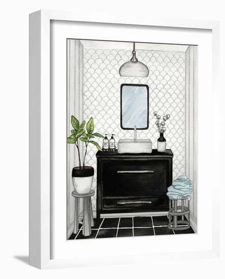 Modern Black and White Bath II-Elizabeth Medley-Framed Art Print