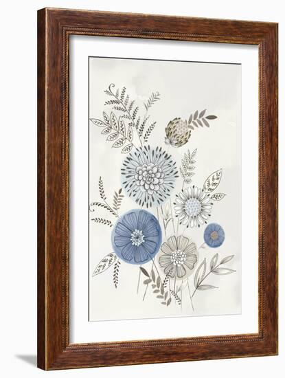 Modern Blue Bouquet II-Alex Black-Framed Art Print